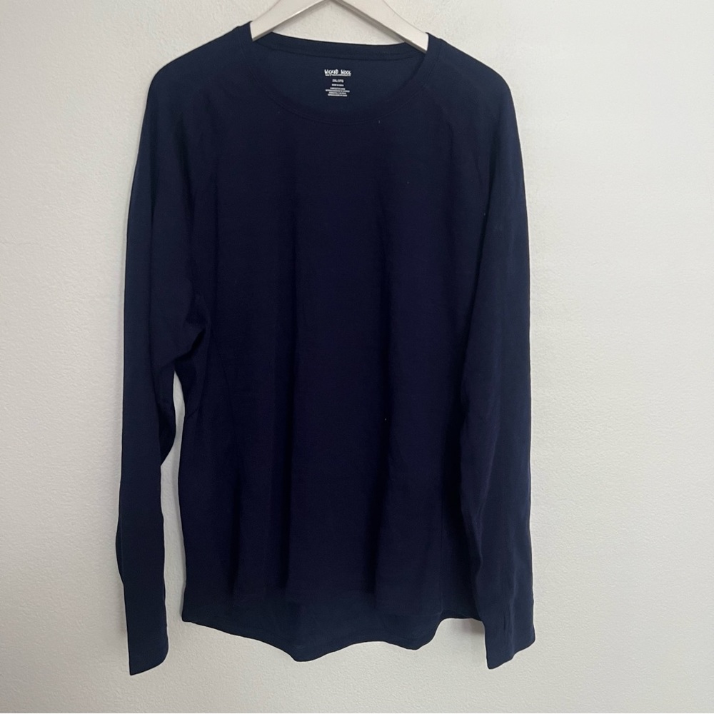Wicked Wool Navy Blue Crew Neck Merino Wool Blend Baselayer Long Sleeve Top 2XL